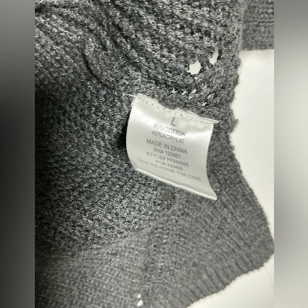 Long open front gray cardigan